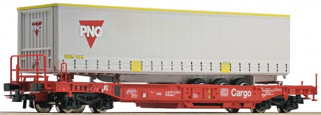 4 axle Flat car loaded with trailer PNO<br /><a href='images/pictures/Roco/160048.jpg' target='_blank'>Full size image</a>